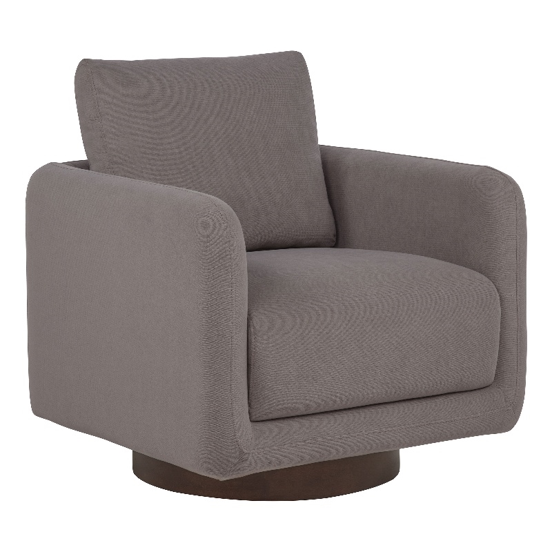 Coaster Iris Contemporary Fabric Upholstered Swivel Accent Chair in Stone
