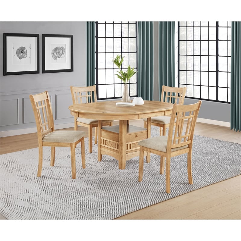 Coaster Lavon 5-Piece Oval Wood Extension Leaf Table Dining Set in Light Oak
