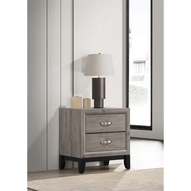 Coaster Watson 2-Drawer Wood Nightstand Bedside Table in Light Taupe
