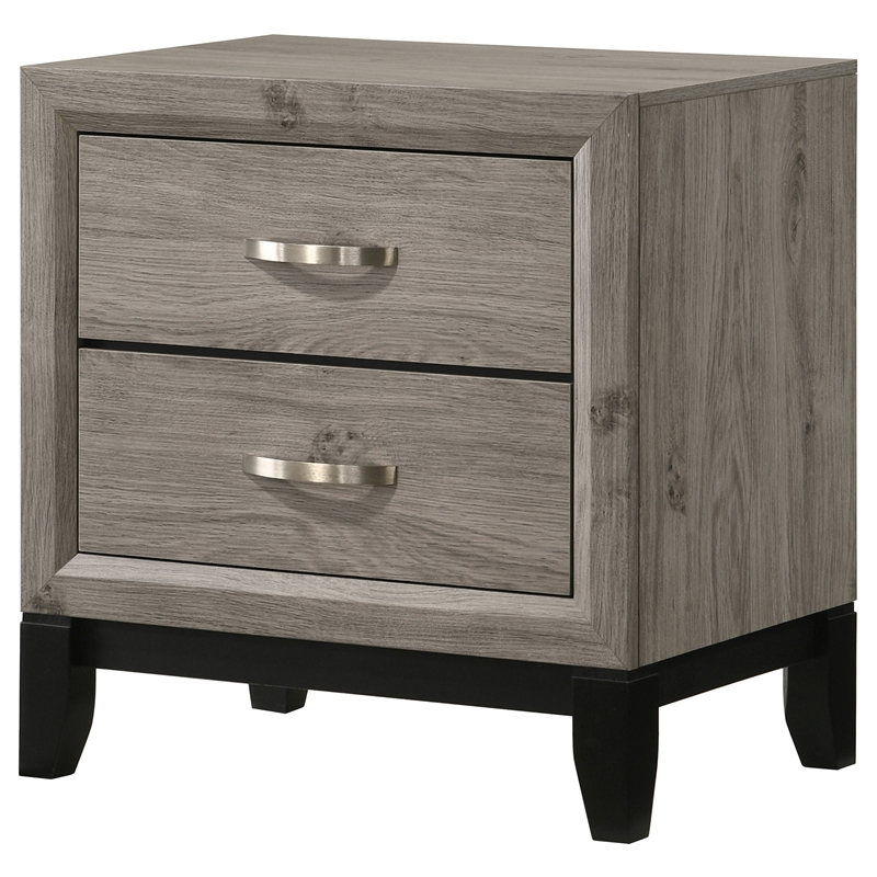 Coaster Watson 2-Drawer Wood Nightstand Bedside Table in Light Taupe