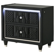 Coaster Lorient 2-Drawer Velvet Upholstered LED Nightstand with USB in Black