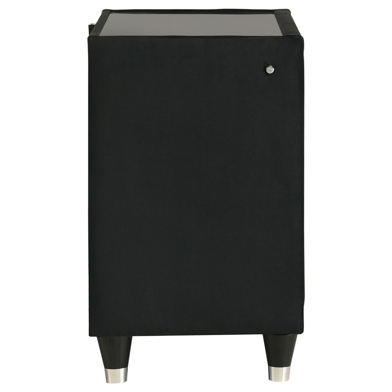 Coaster Lorient 2-Drawer Velvet Upholstered LED Nightstand with USB in Black