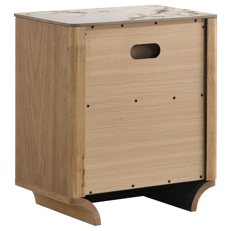 Coaster Leanne 2-Drawer Wood Nightstand with Sintered Stone Top in Light Oak
