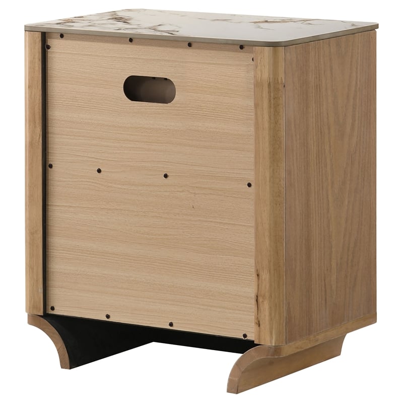 Coaster Leanne 2-Drawer Wood Nightstand with Sintered Stone Top in Light Oak