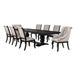 Coaster Phelps 9-Piece Fabric Dining Set with Arm Chair in Tan/Distressed Noir