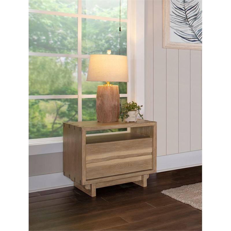 Coaster Stillwater 2-Drawer Wood Nightstand with USB Ports in Weathered Oak