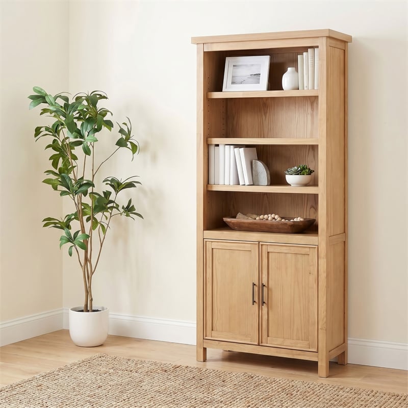 Coaster Vermes 2-Door Transitional Wood Office Cabinet Bookcase in Light Ash