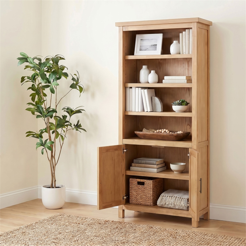 Coaster Vermes 2-Door Transitional Wood Office Cabinet Bookcase in Light Ash