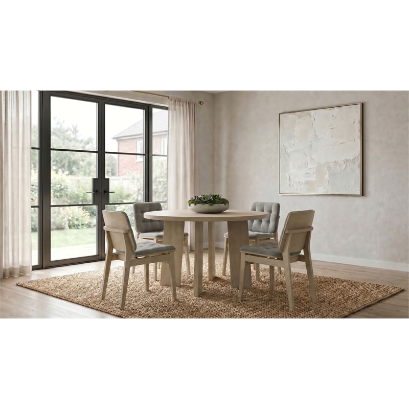Coaster Strouse 5-Piece Wood and Velvet Dining Set in Gray/Natural Oak