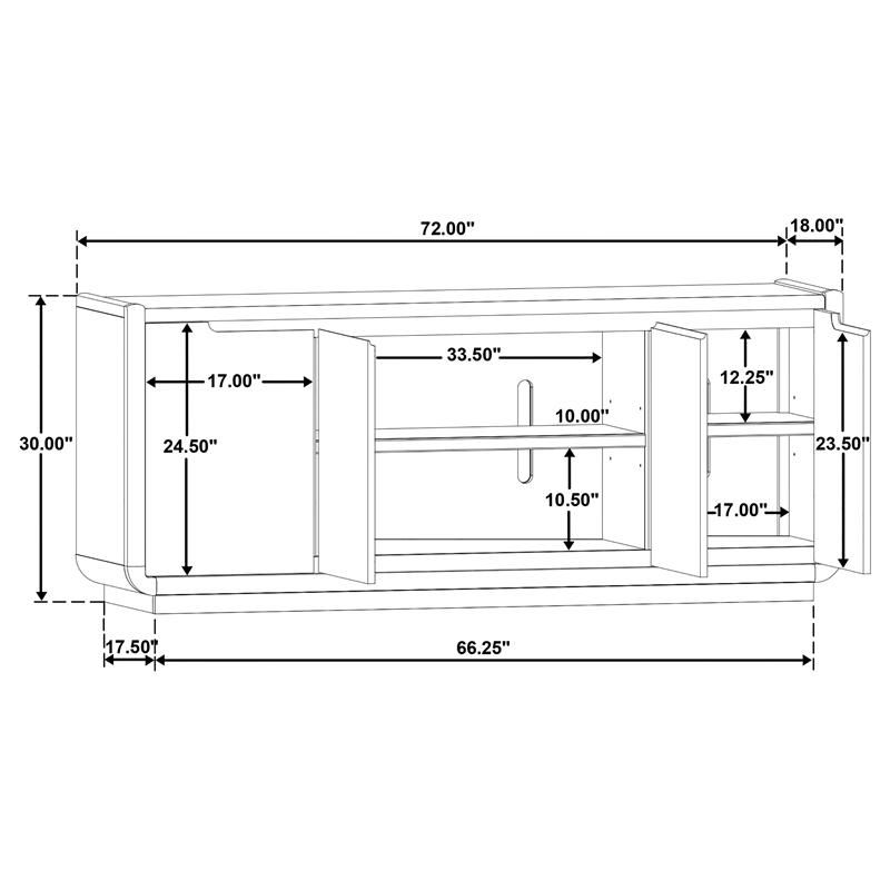 Coaster Leandro Wood TV Stand Media Console for TVs up to 77