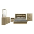 Coaster Hendricks 5-Piece Wood Queen Bookcase Bedroom Set in Light Oak