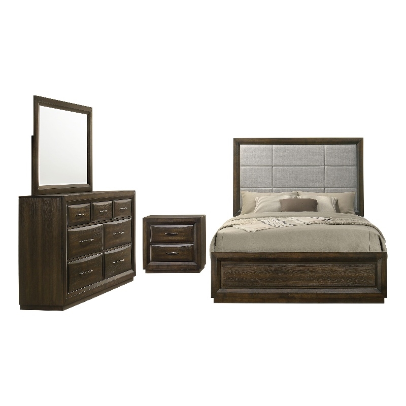 Coaster Atlas 4-Piece Transitional Wood Eastern King Bedroom Set in Dark Oak
