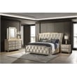 Coaster Lorient 4-Piece Velvet California King Bedroom Set in Ivory/Camel