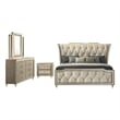 Coaster Lorient 4-Piece Velvet California King Bedroom Set in Ivory/Camel