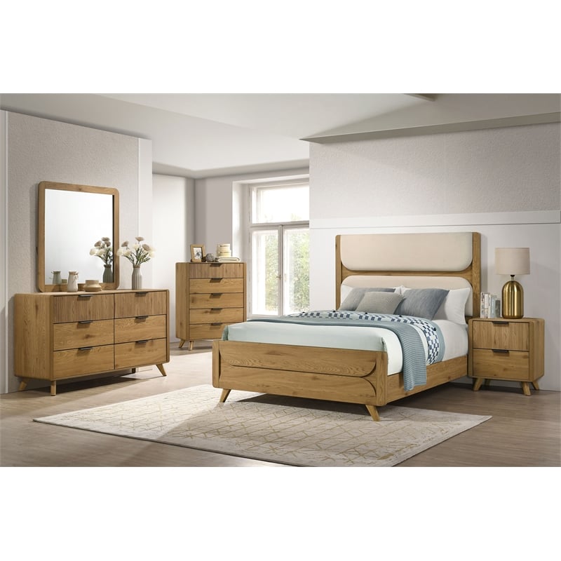 Coaster Bennett 5-Piece Wood Eastern King Bedroom Set in Light Oak/Cream
