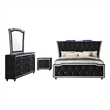 Coaster Lorient 4-Piece Velvet California King LED Bedroom Set in Black