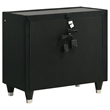 Coaster Lorient 4-Piece Velvet Queen Fireplace LED Bedroom Set in Black