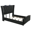 Coaster Lorient 5-Piece Velvet Queen Fireplace LED Bedroom Set in Black