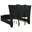 Coaster Lorient 5-Piece Velvet Queen Fireplace LED Bedroom Set in Black