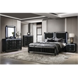 Coaster Ravenne 5-Piece Modern Velvet Eastern King LED Bedroom Set in Black