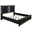 Coaster Ravenne 5-Piece Modern Velvet Eastern King LED Bedroom Set in Black