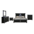 Coaster Ravenne 5-Piece Modern Velvet Eastern King LED Bedroom Set in Black