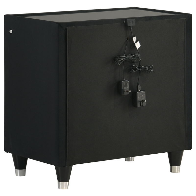 Coaster Ravenne 4-Piece Modern Velvet Queen LED Bedroom Set in Black