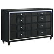 Coaster Ravenne 4-Piece Modern Velvet Queen LED Bedroom Set in Black