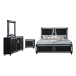 Coaster Ravenne 4-Piece Modern Velvet Queen LED Bedroom Set in Black