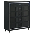Coaster Ravenne 5-Piece Modern Velvet Queen LED Bedroom Set in Black
