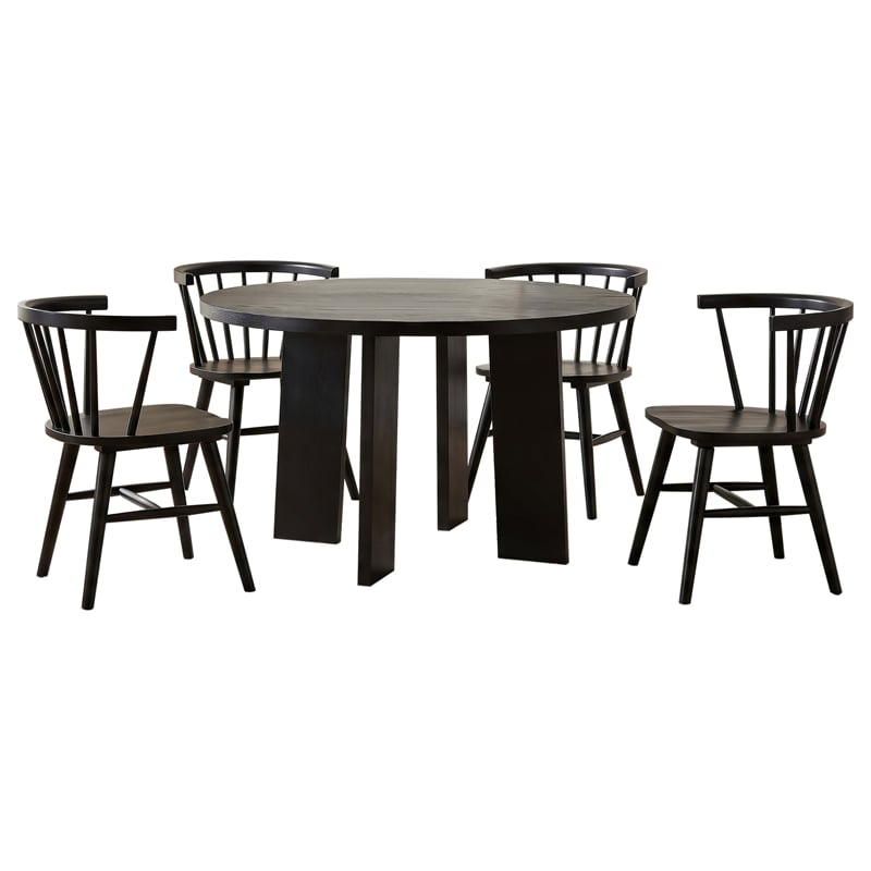 Coaster Strouse 5-Piece Wood Dining Set with Spindle Back Chair in Black