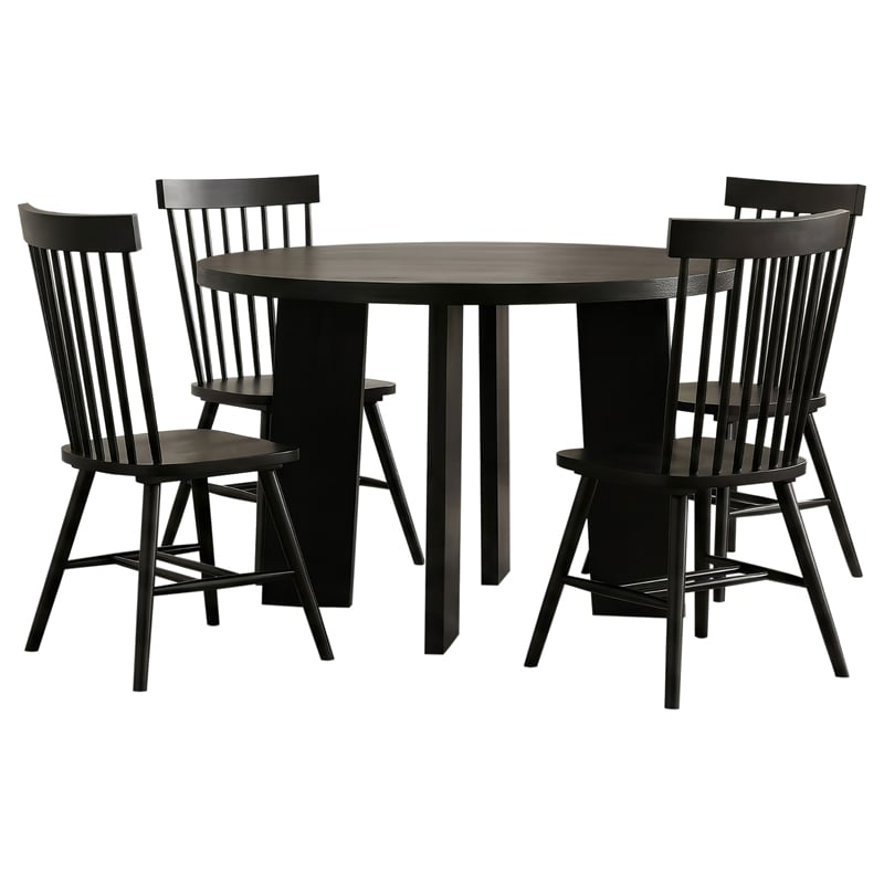 Coaster Strouse 5-Piece Wood Dining Set with Tall Spindle Chair in Black