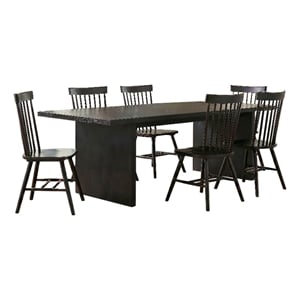 Coaster Decker 7-Piece Rectangular Wood Dining Set with Spindle Chair in Black