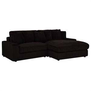 Coaster Blaine Fabric Upholstered Reversible Chaise Sectional Sofa in Chocolate
