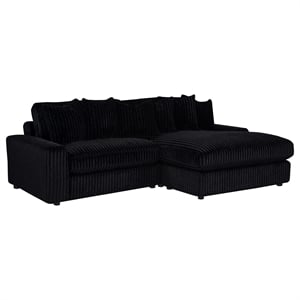 Coaster Blaine Fabric Upholstered Reversible Chaise Sectional Sofa in Black