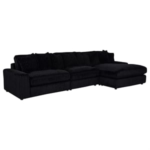 Coaster Blaine Fabric Upholstered Reversible Chaise Sectional Sofa in Black
