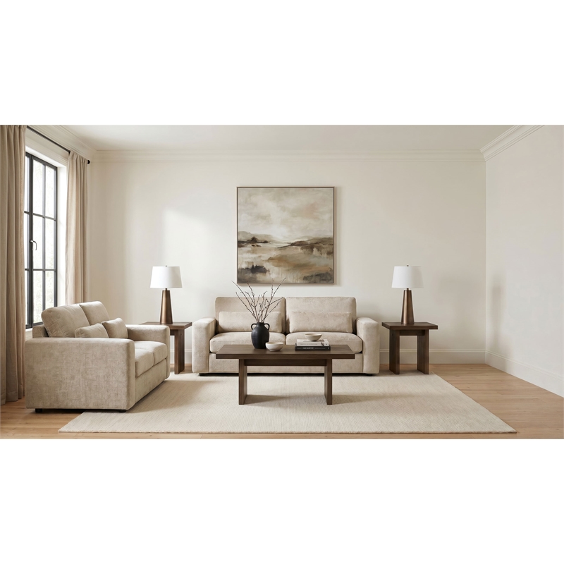 Coaster Amador 2-piece Chenille Upholstered Track Arm Sofa Set in Camel