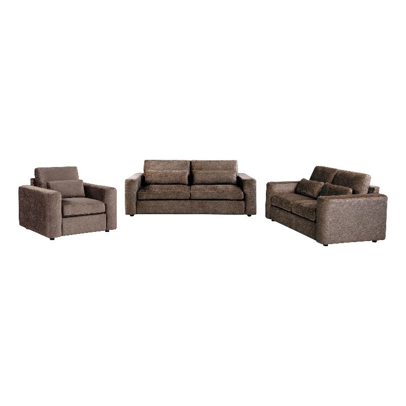 Coaster Amador 3-piece Chenille Upholstered Track Arm Sofa Set in Chocolate