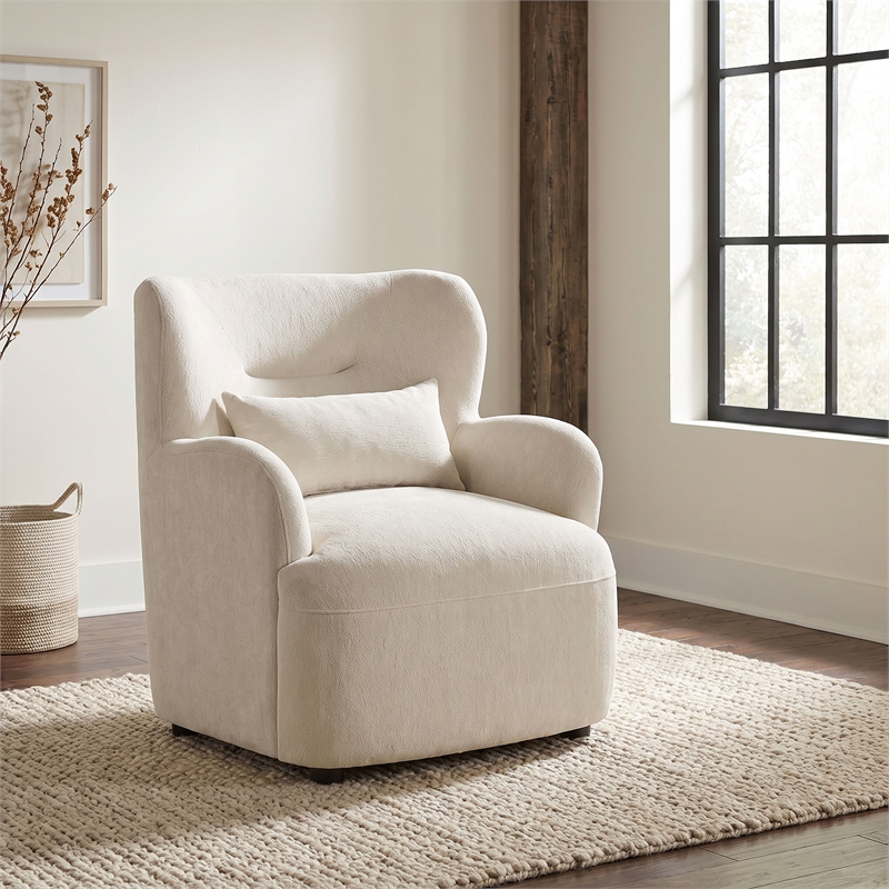 Coaster Duvall Contemporary Fabric Deep-Seated High-Back Accent Chair in Beige