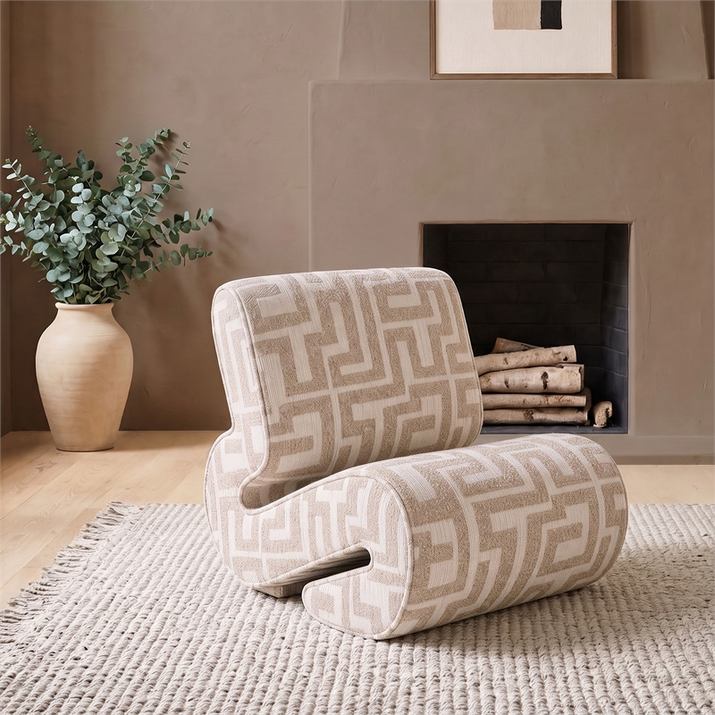 Coaster Eimer Contemporary Geometric Fabric Jacquard Accent Chair in Camel