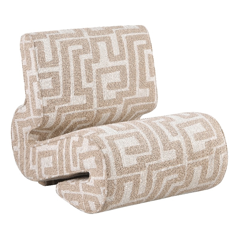 Coaster Eimer Contemporary Geometric Fabric Jacquard Accent Chair in Camel
