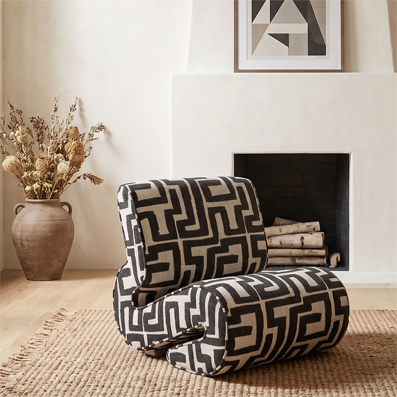 Coaster Eimer Contemporary Geometric  Fabric Jacquard Accent Chair in Black