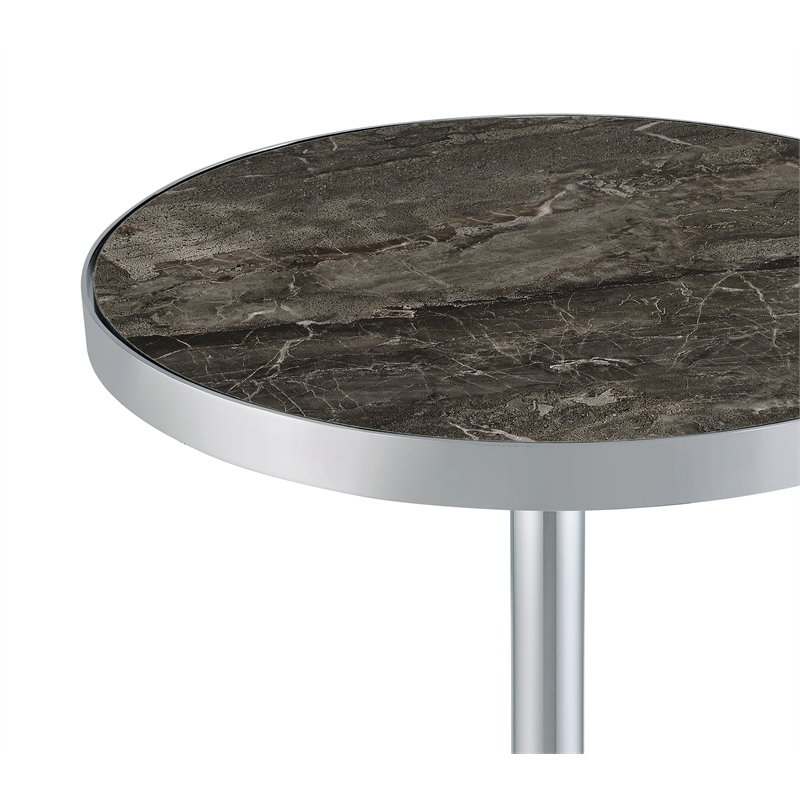 Coaster Cazen Engineered Wood Round Faux Marble Top Side Table in Gray