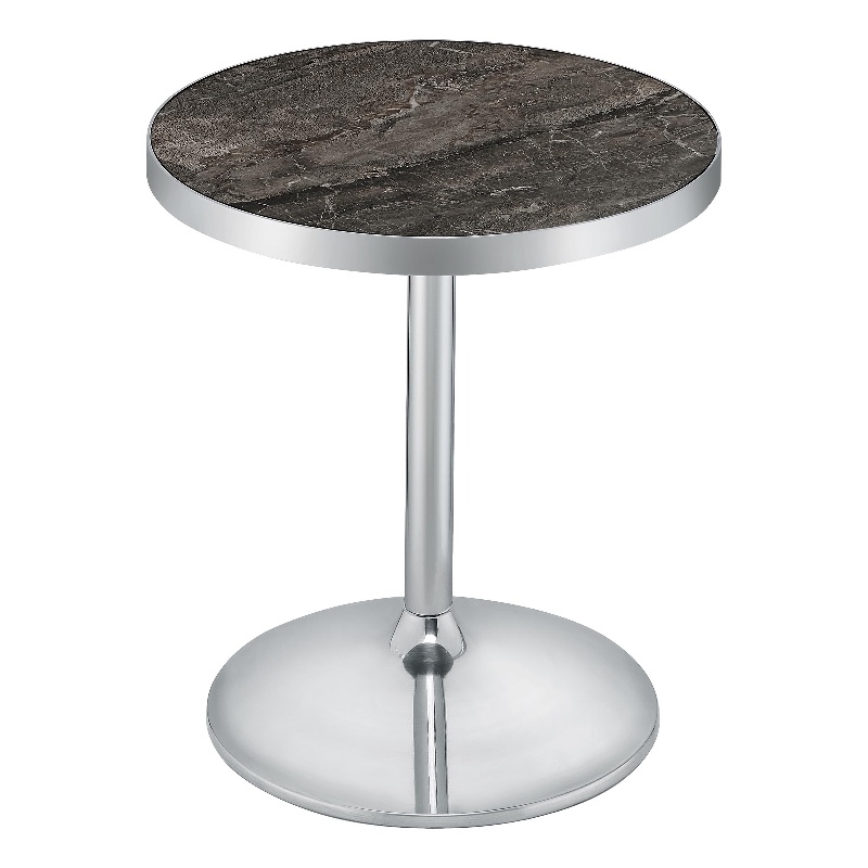 Coaster Cazen Engineered Wood Round Faux Marble Top Side Table in Gray