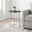 Coaster Barcelo Engineered Wood Round Faux Marble Top Side Table in Gray