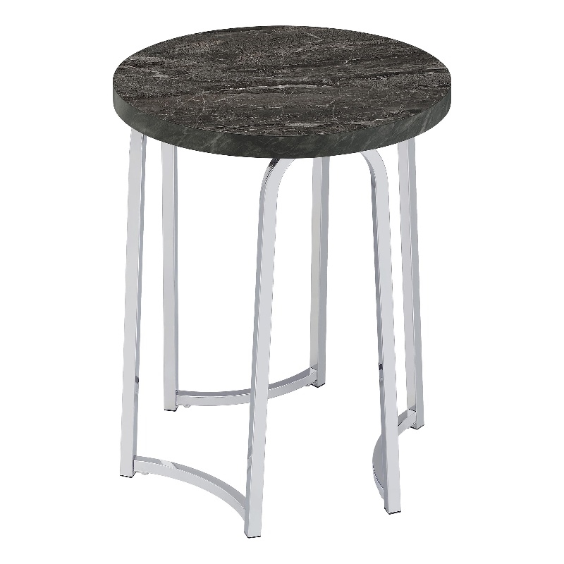 Coaster Barcelo Engineered Wood Round Faux Marble Top Side Table in Gray
