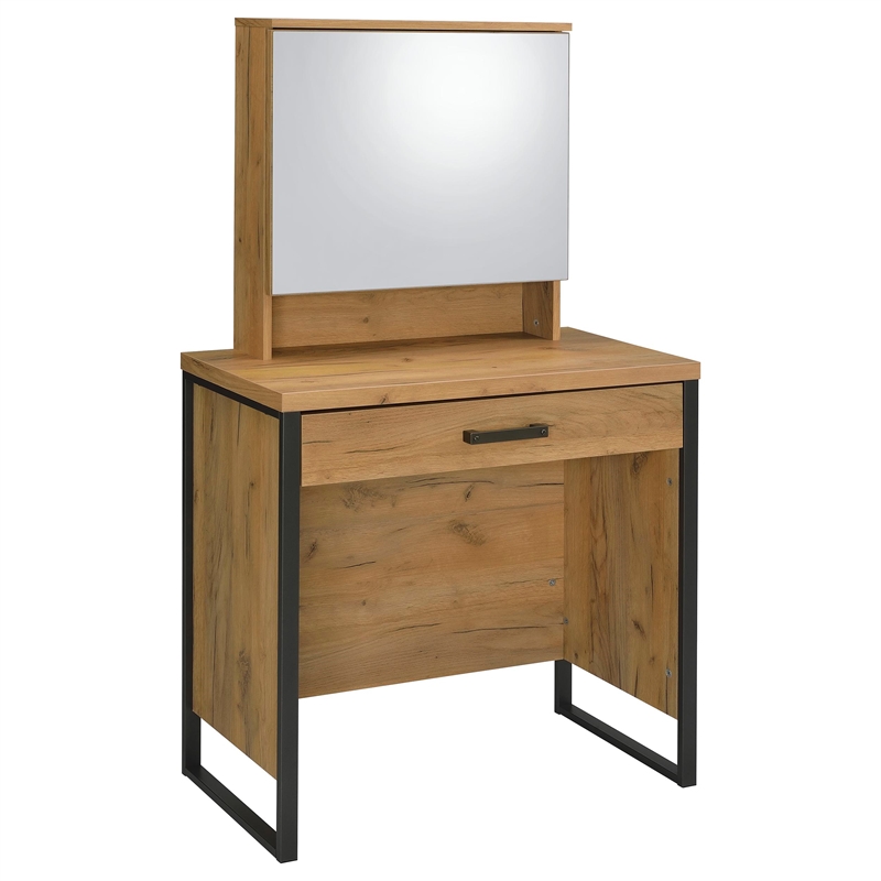 Coaster Bettin Engineered Wood Vanity Set with Mirror and Stool in Brown