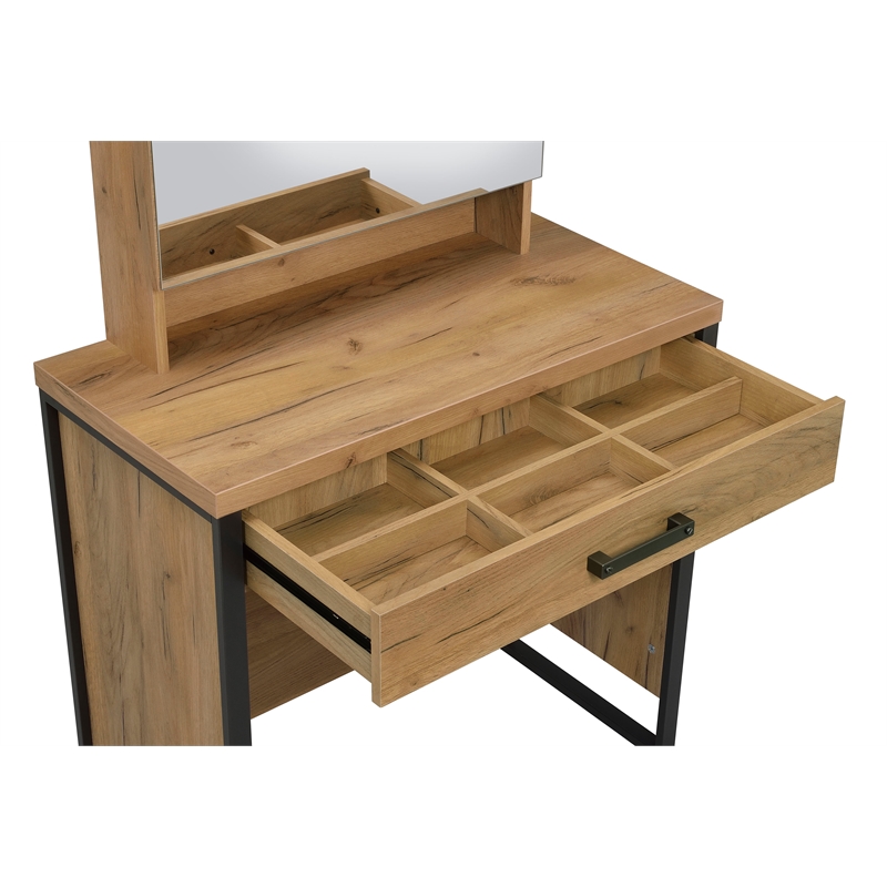 Coaster Bettin Engineered Wood Vanity Set with Mirror and Stool in Brown