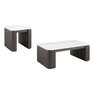 Coaster Lior 2-Piece Rectangular Marble Top Coffee and End Table Set in Charcoal
