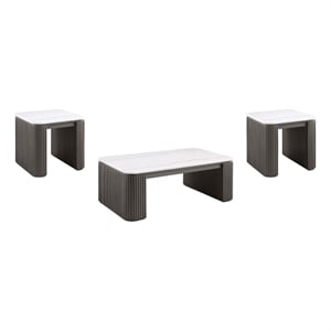 Coaster Lior 3-Piece Rectangular Marble Top Coffee and End Table Set in Charcoal